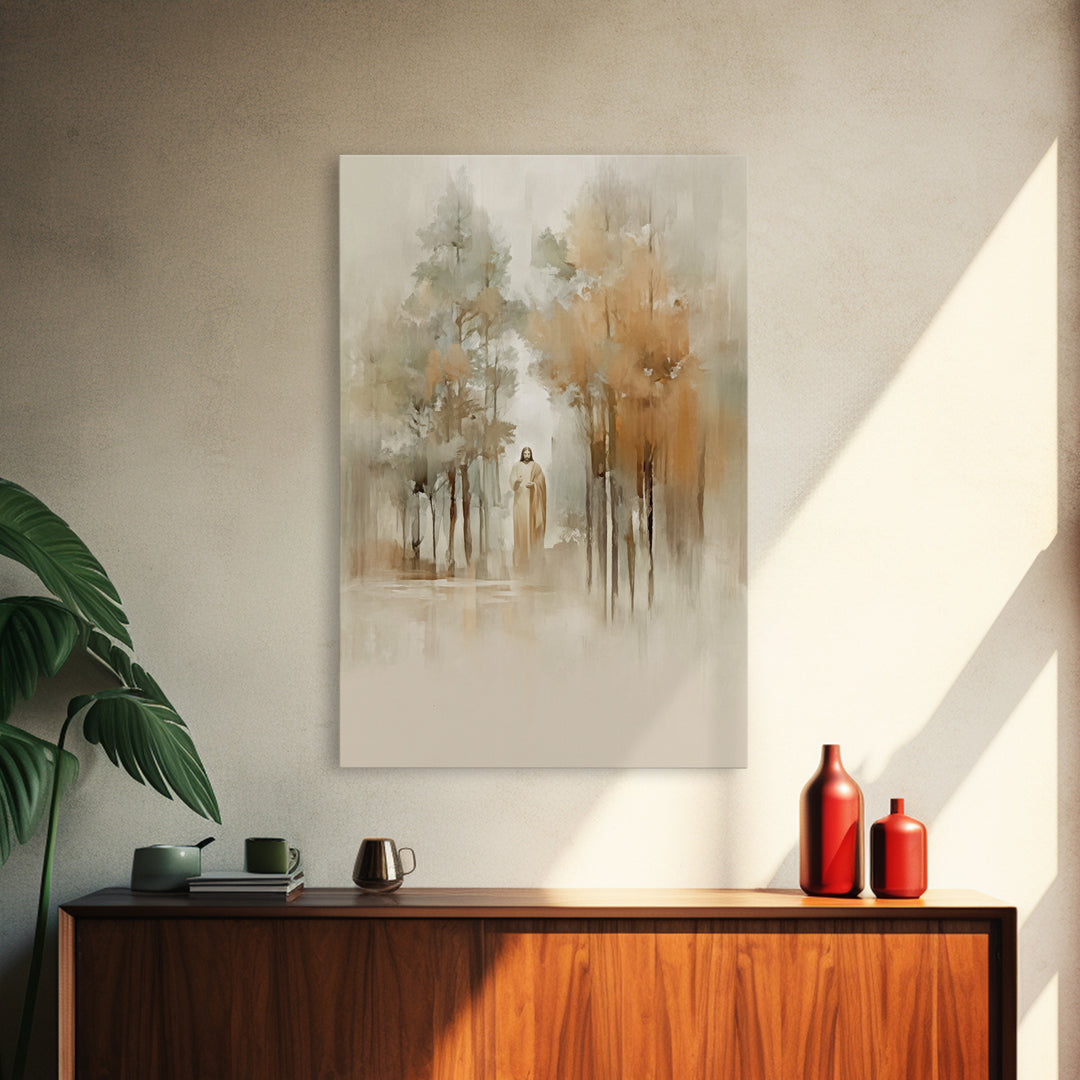 Forest Light Blessing – Framed Canvas Print – Christian Wall Art – Jesus Painting – Christian Art Canvas – Christian Christmas Art