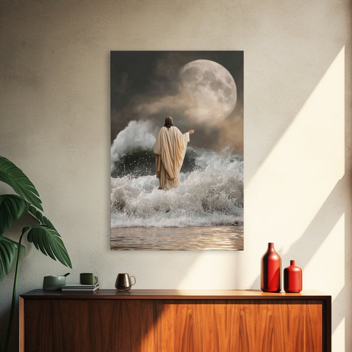 Moonlit Calvary Glory | Framed Canvas Print | Christian Wall Art | Christian Christmas Art | Christian Art Canvas | Christian Decor
