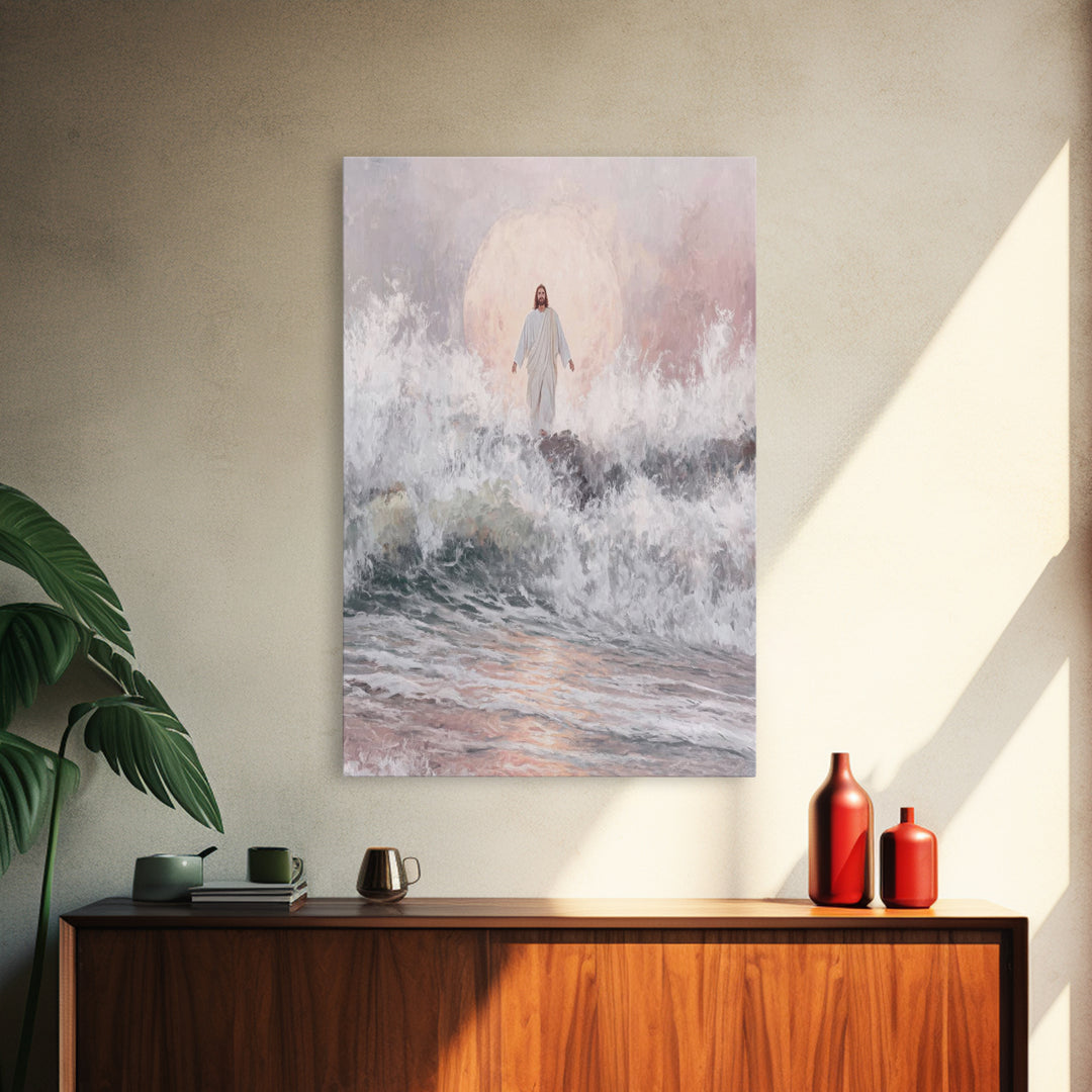 Moonrise of Peace – Framed Canvas Print – Christian Wall Art – Jesus Painting – Christian Art Canvas – Modern Christian Art