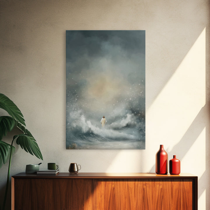 Stormlight Promise | Framed Canvas Print | Christian Art Canvas | Jesus Painting | Moody Christian Art | Christian Wall Art