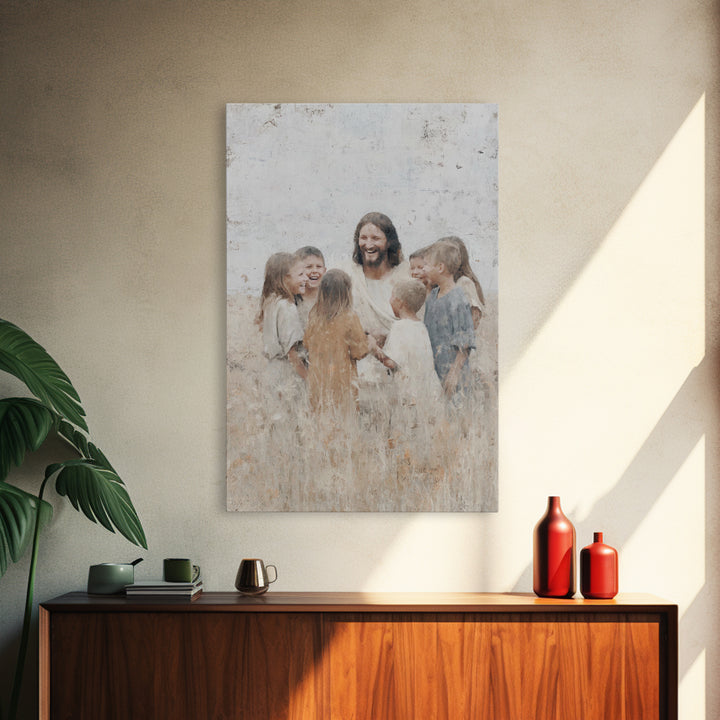 Gathered in Light, Framed Canvas Print, Christian Art Canvas, Jesus Painting, Christian Wall Art, Unique Christian Art