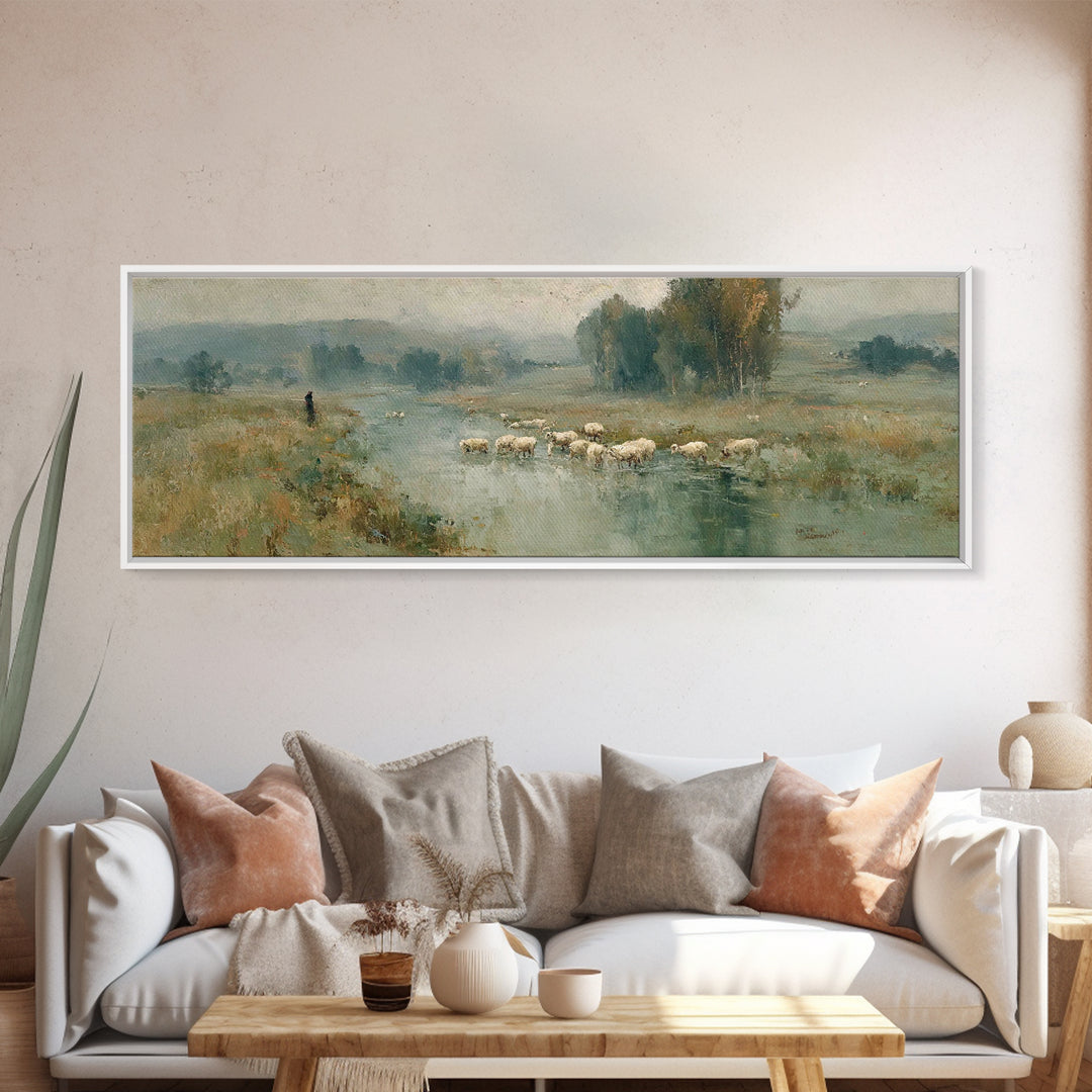 Fields Of Mercy, Framed Canvas Print, Christian Art Canvas, Christian Wall Art, Panoramic Wall Art, Jesus Painting