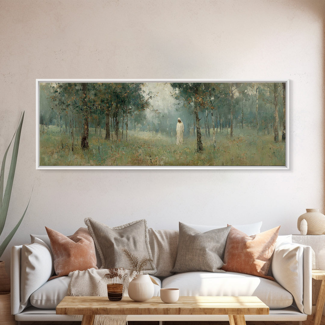 Forest Of Peace – Framed Canvas Print – Christian Art – Panoramic Painting – Jesus Wall Art – Christian Gift Ideas