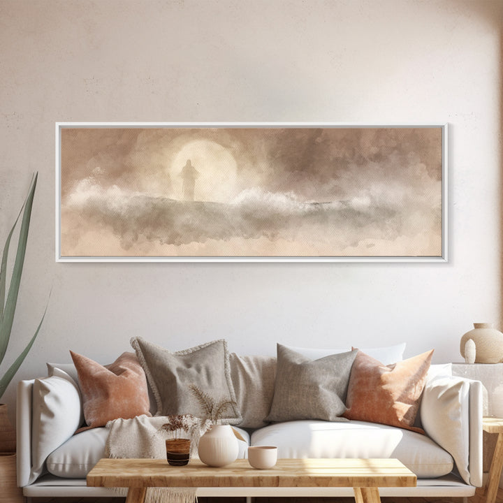 Calm Of The Storm – Framed Canvas Print – Panoramic Art – Christian Wall Art – Jesus Painting – Christian Art Canvas – Christian Gift