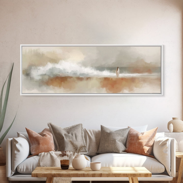 Shoreline Of Hope, Framed Canvas Print, Christian Art Canvas, Panoramic Wall Art, Jesus Painting, Modern Christian Art, Christian Gift Idea