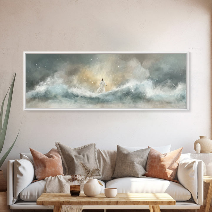 Eternal Wave Dawn – Framed Canvas Print – Christian Art Canvas – Panoramic Painting – Jesus Wall Art – Christian Art – Christian Gift