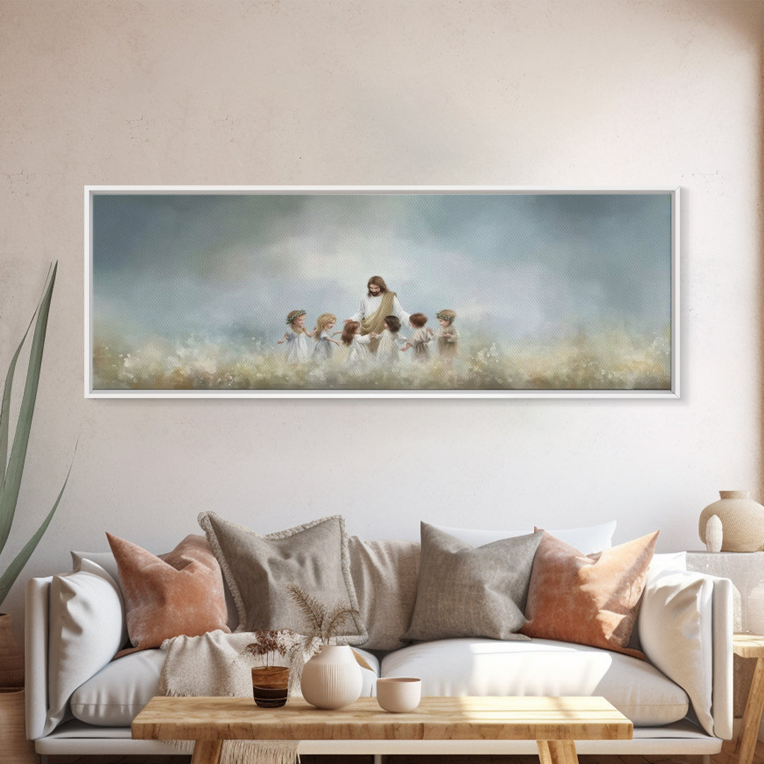 Circle Of His Love, Framed Canvas Print, Christian Wall Art, Jesus Painting, Panoramic Art, Christian Art Canvas, Christian Gift Ideas