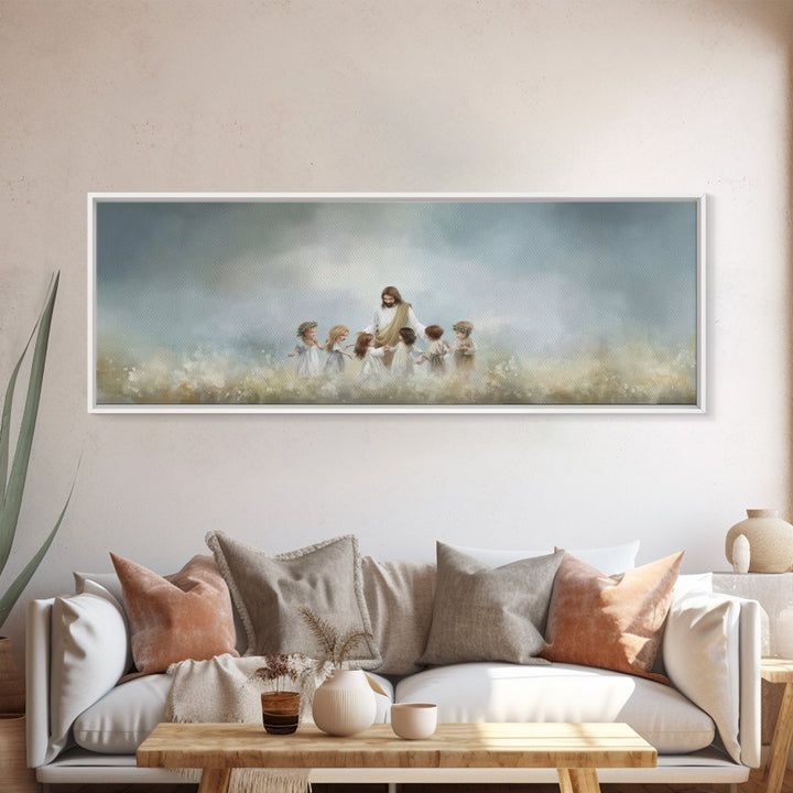 Circle Of His Love, Framed Canvas Print, Christian Wall Art, Jesus Painting, Panoramic Art, Christian Art Canvas, Christian Gift Ideas