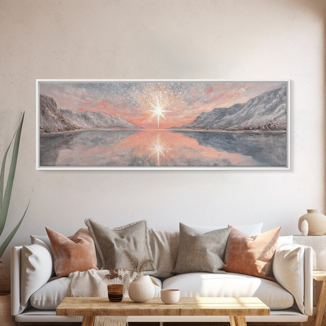 Star Of Bethlehem, Framed Canvas Print, Panoramic Art, Christian Art Canvas, Christian Christmas Art, Christian Wall Art, Modern Christian