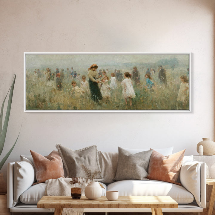 Morning Meadow Joy | Framed Canvas Print | Panoramic Art | Christian Art Canvas | Jesus Painting | Christian Wall Art | Christian Gift Idea