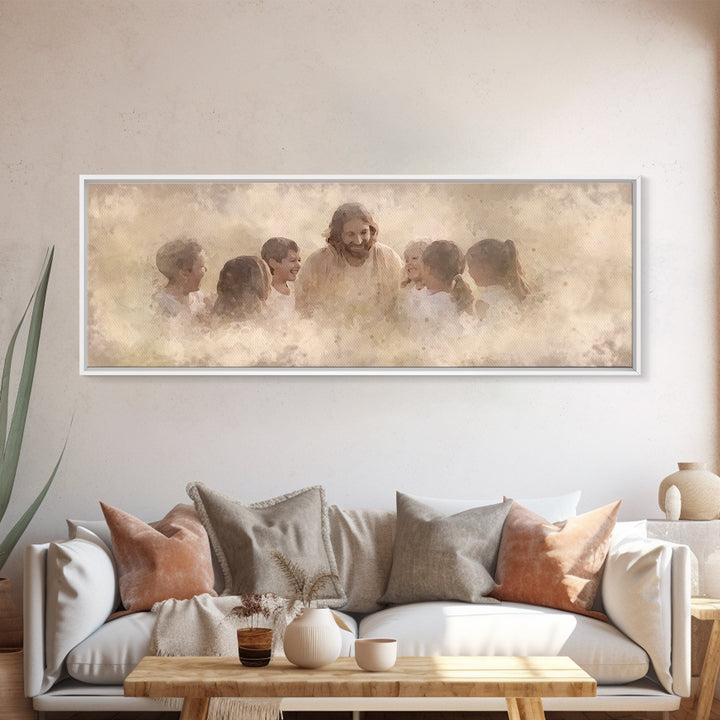 Circle Of Light - Framed Canvas Print - Panoramic Print - Christian Wall Art - Christian Art Canvas - Jesus Painting - Christian Decor - Su