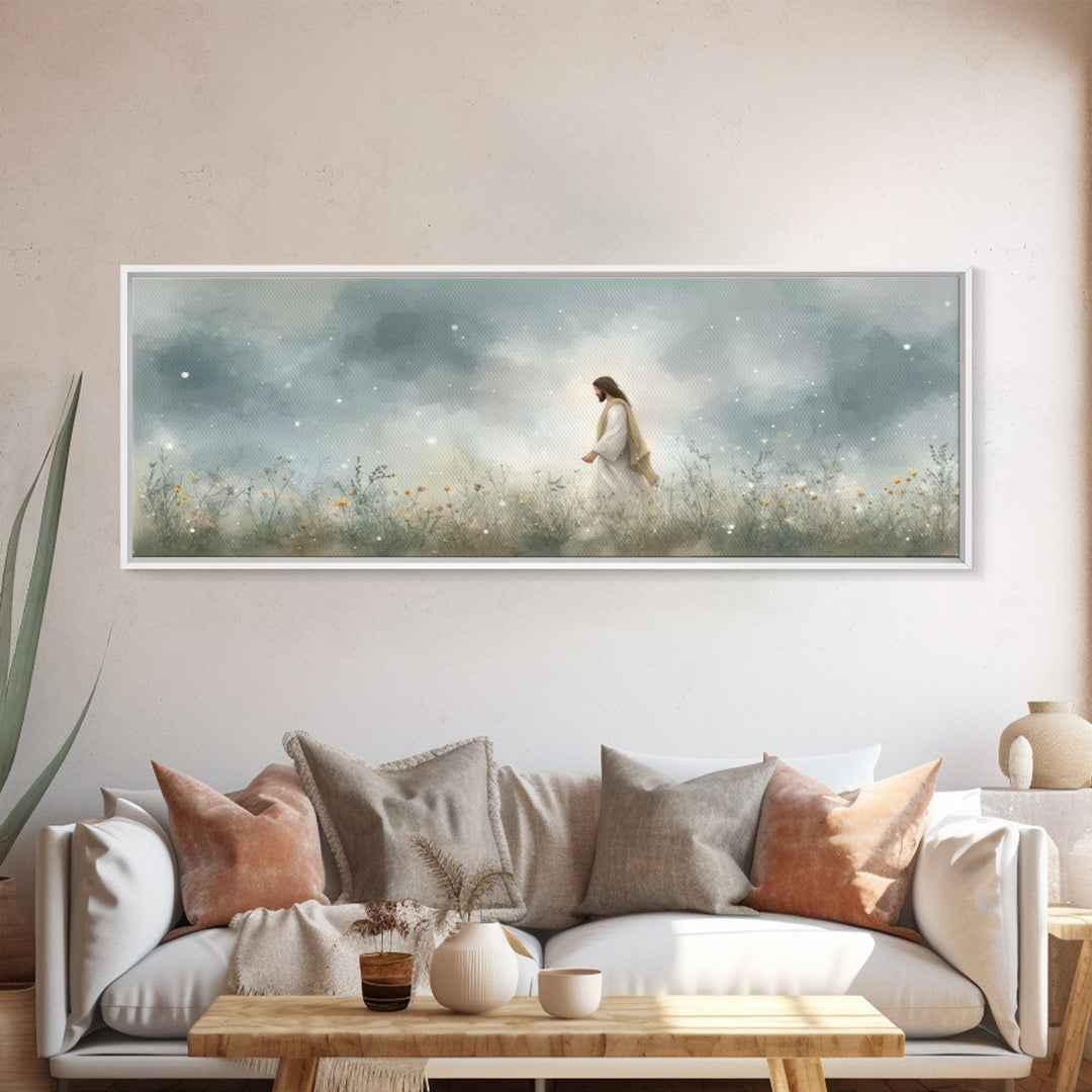 Gentle Wonder | Framed Canvas Print | Christian Art | Jesus Painting | Panoramic Painting | Christian Art Canvas | Christian Wall Art | Chr