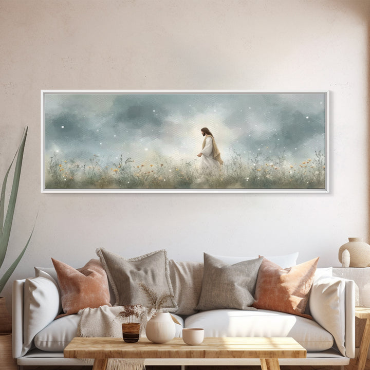 Gentle Wonder | Framed Canvas Print | Christian Art | Jesus Painting | Panoramic Painting | Christian Art Canvas | Christian Wall Art | Chr