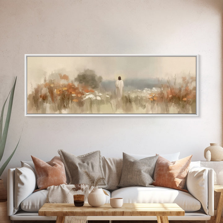 Valley Of Peace – Framed Canvas Print – Panoramic Wall Art – Christian Art Canvas – Christian Painting – Jesus Painting – Christian Gift –