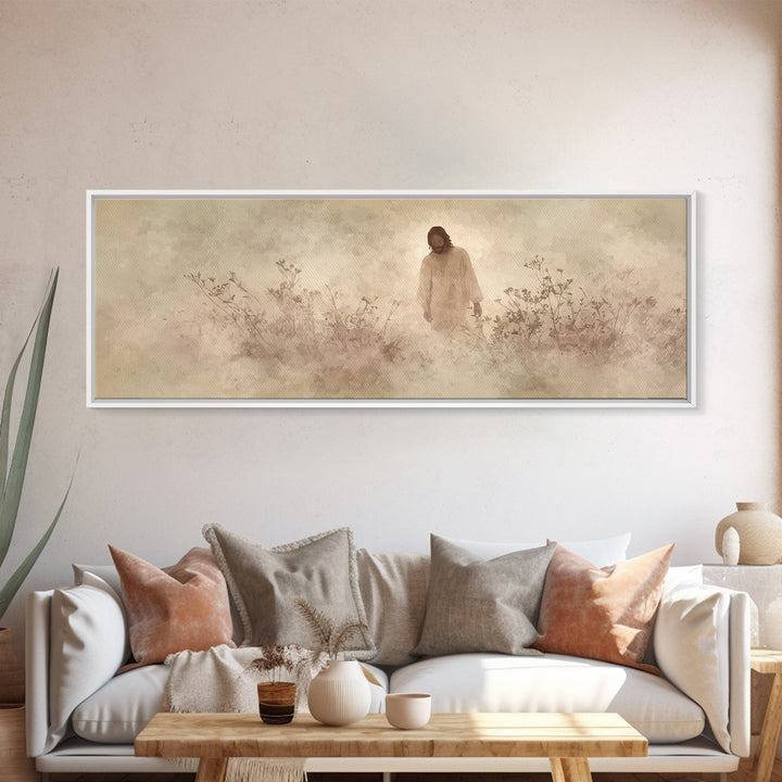 Stillness Of Faith - Framed Canvas Print - Panoramic Art - Christian Art Canvas - Christian Wall Art - Jesus Painting - Modern Christian Ar