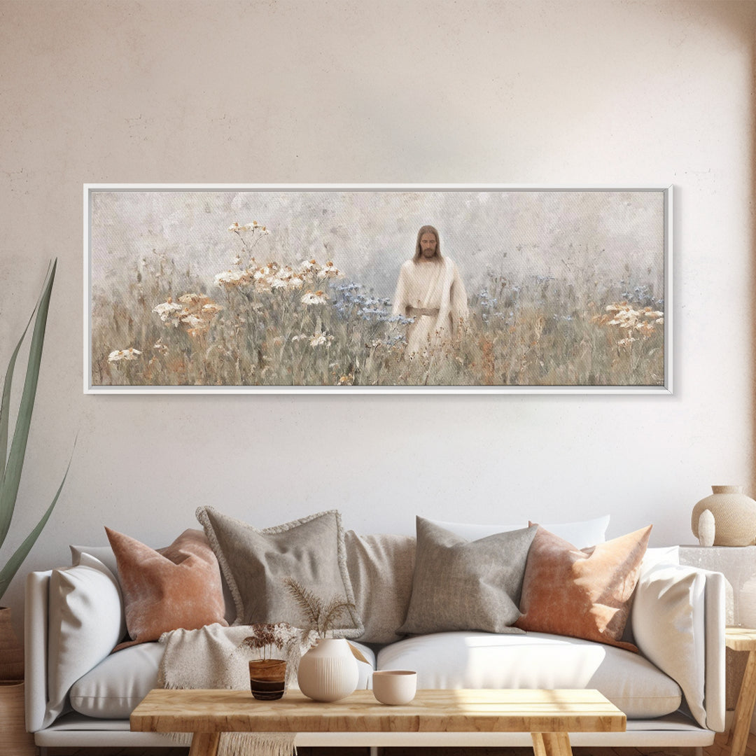 Garden Of Hope, Framed Canvas Print, Panoramic Print, Christian Art Canvas, Christian Wall Art, Jesus Painting, Vintage Christian Art, Chri