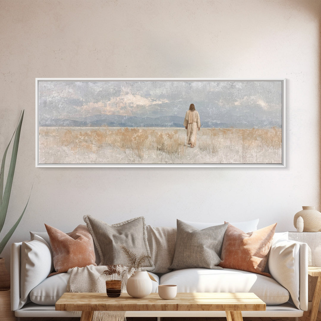 Desert Called Grace | Framed Canvas Print | Panoramic Art | Christian Art Canvas | Christian Wall Art | Jesus Painting | Minimalist Christi