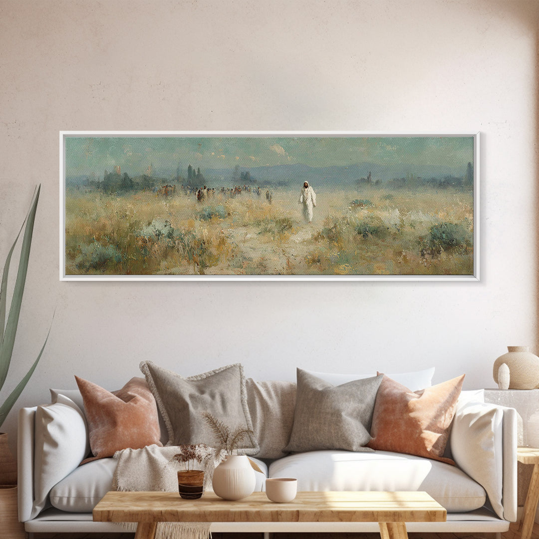 Horizon Of Mercy, Framed Canvas Print, Panoramic Wall Art, Christian Art Canvas, Christian Art, Jesus Painting, Subtle Christian Art, Chris