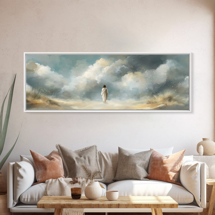 Cloudborne Light – Framed Canvas Print – Panoramic Print – Christian Art Canvas – Jesus Painting – Christian Wall Art – Modern Christian Ar