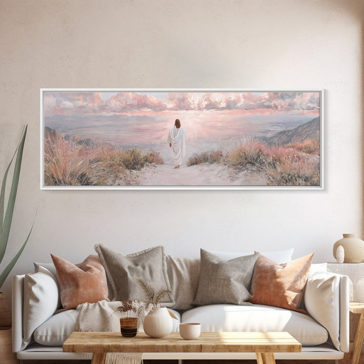 Radiant Ascend, Framed Canvas Print, Extra Wide Art, Christian Wall Art, Christian Art Canvas, Jesus Painting, Modern Christian Painting, C
