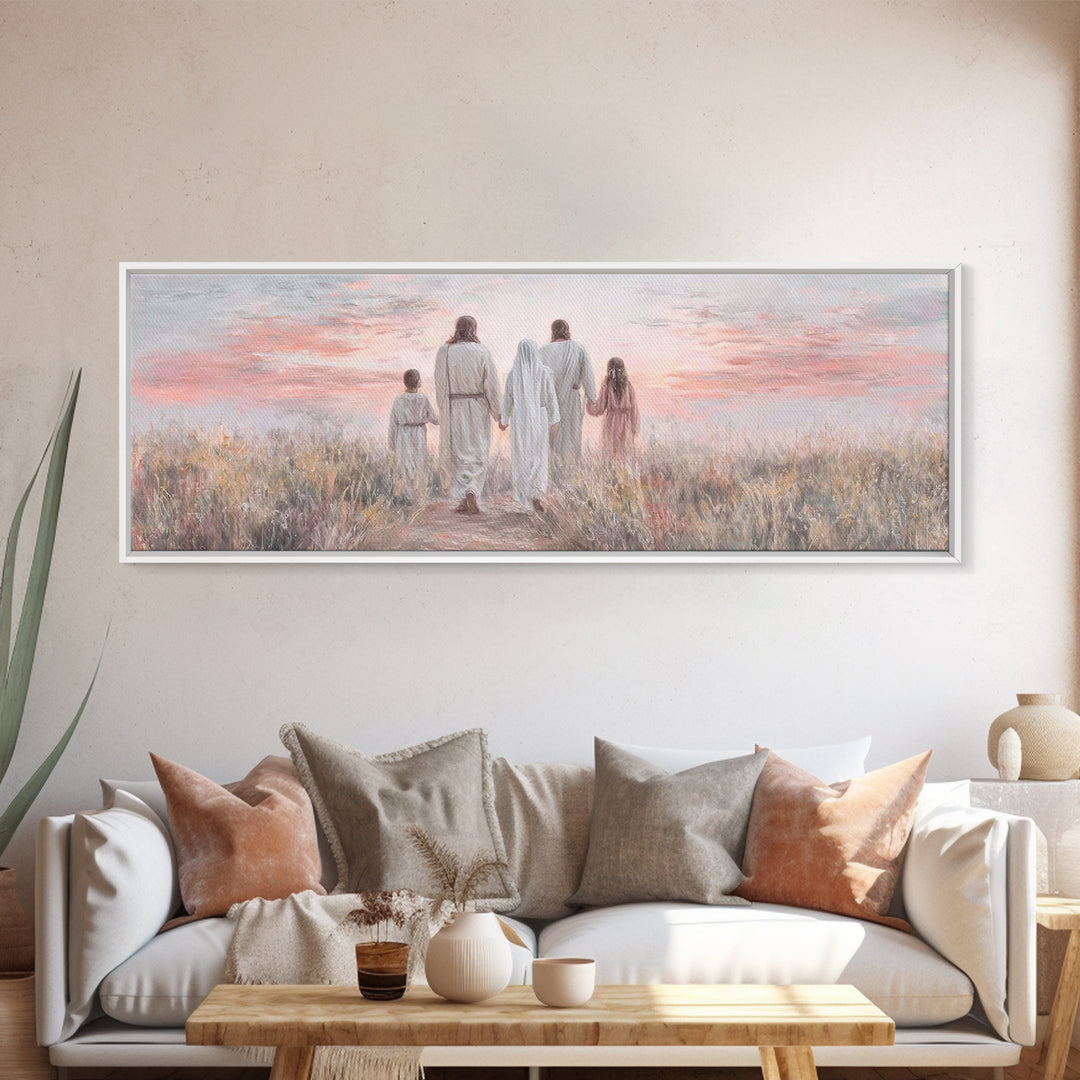 Evening Path Grace, Framed Canvas Print, Panoramic Print, Christian Wall Art, Christian Art Canvas, Jesus Painting, Christian Gift Ideas, S