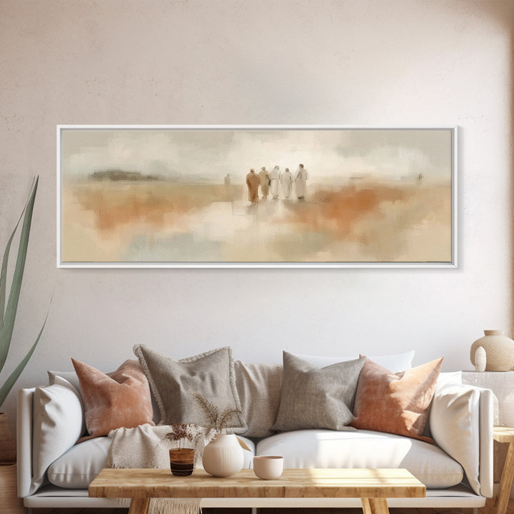 Gathered In Faith – Framed Canvas Print – Panoramic Art – Christian Art Canvas – Christian Wall Art – Jesus Painting – Modern Christian Art