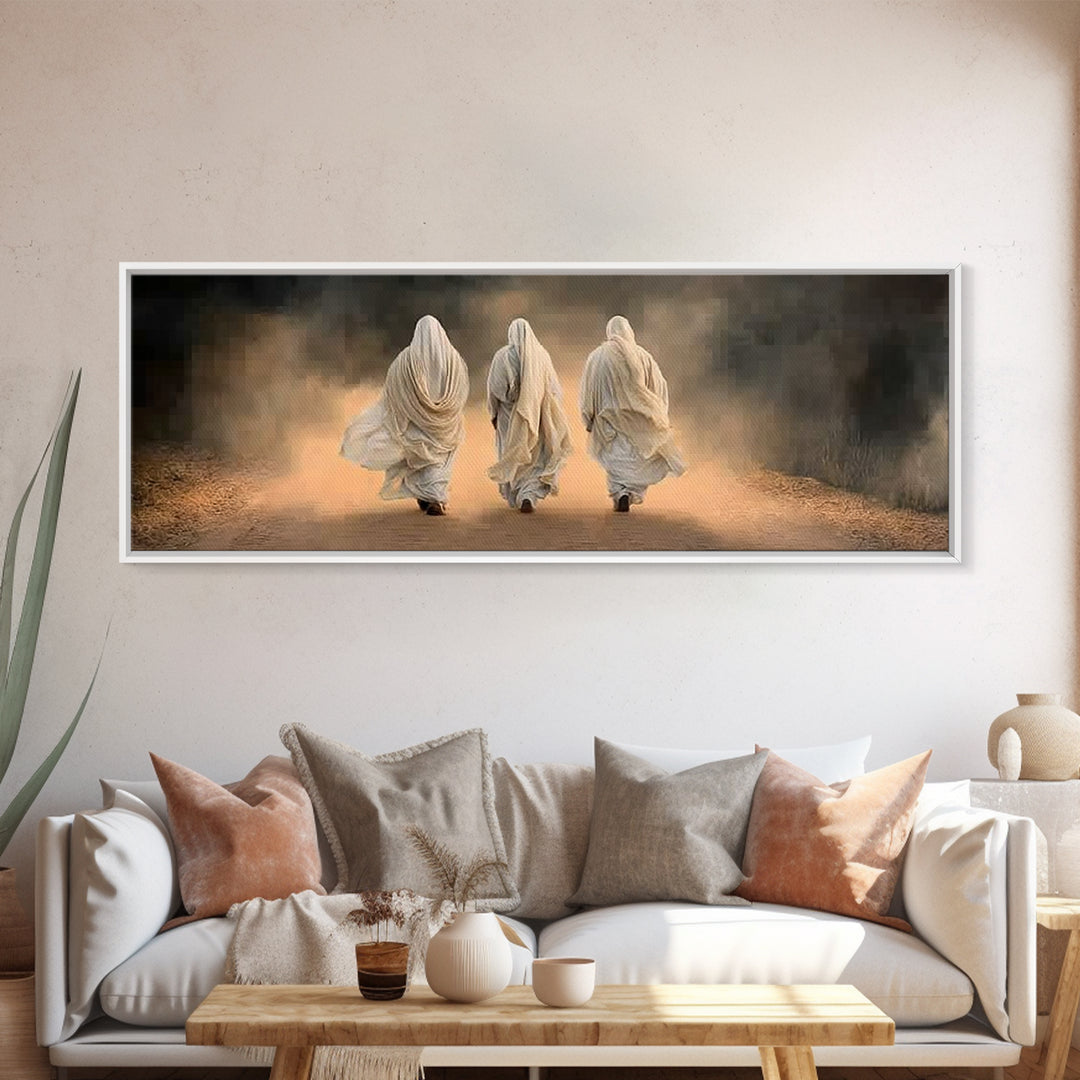 Dusty Road Journey, Framed Canvas Print, Panoramic Print, Christian Art, Jesus Painting, Christian Wall Art, Christian Decor, Christian Art