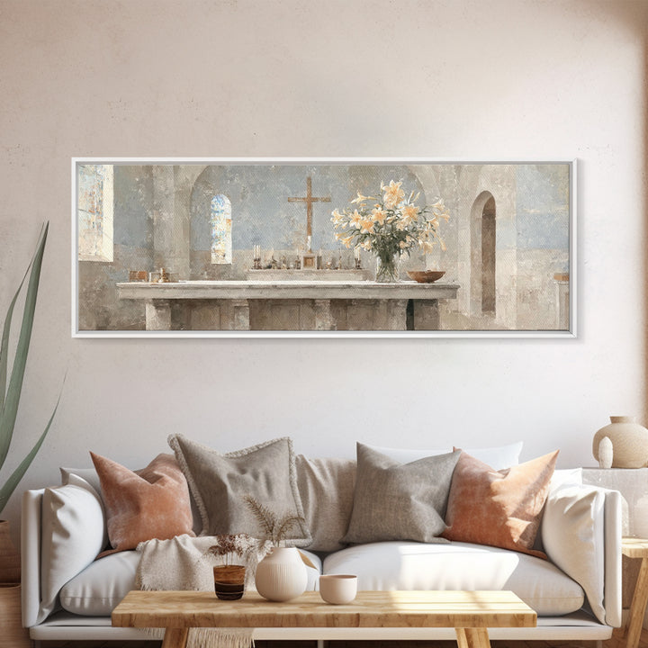 Sacred Stillness | Framed Canvas Print | Panoramic Wall Art | Christian Art Canvas | Christmas Art | Christian Art | Moody Christian Art