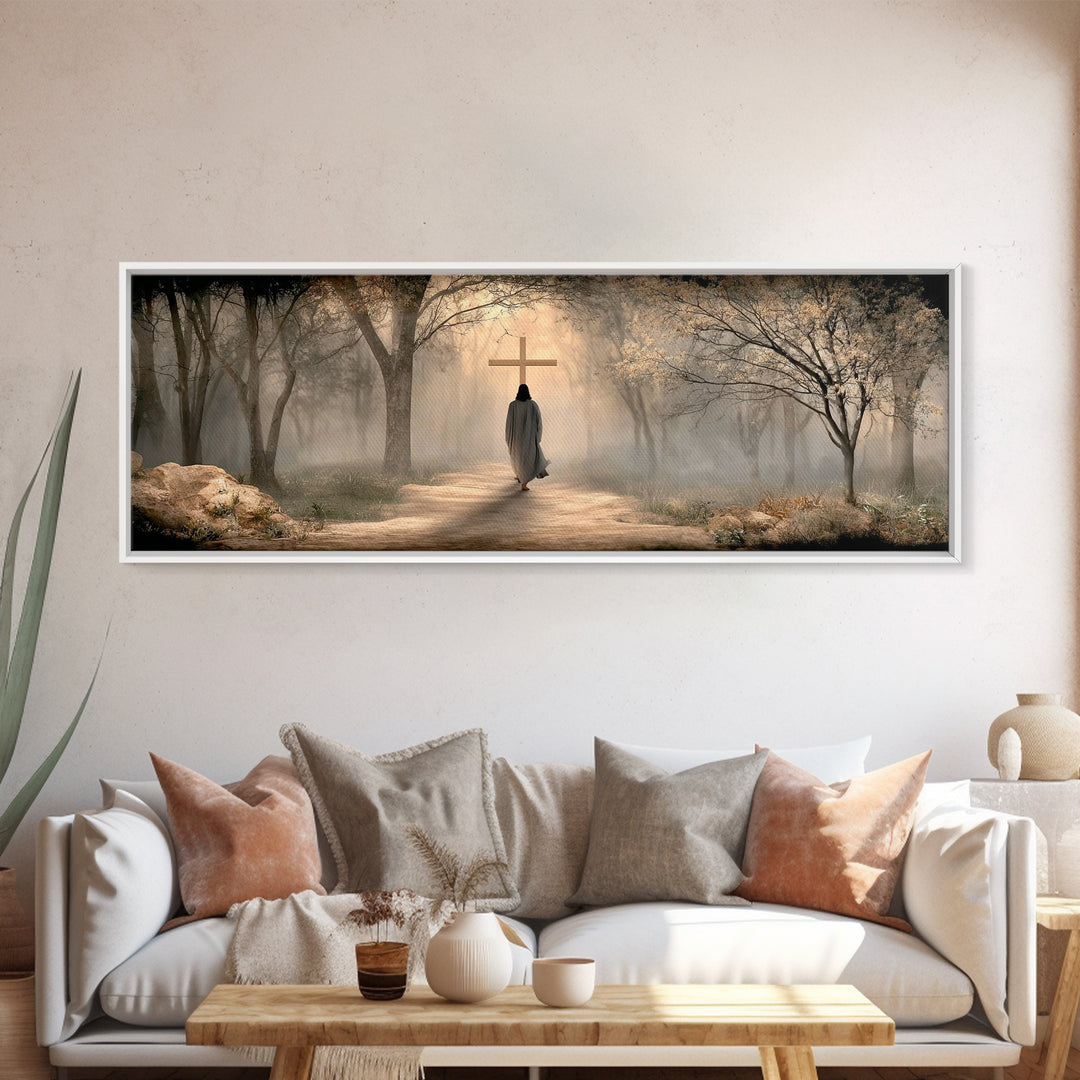 Path Of Mercy – Framed Canvas Print – Christian Wall Art – Jesus Painting – Panoramic Art – Christian Art Canvas – Christian Christmas Art