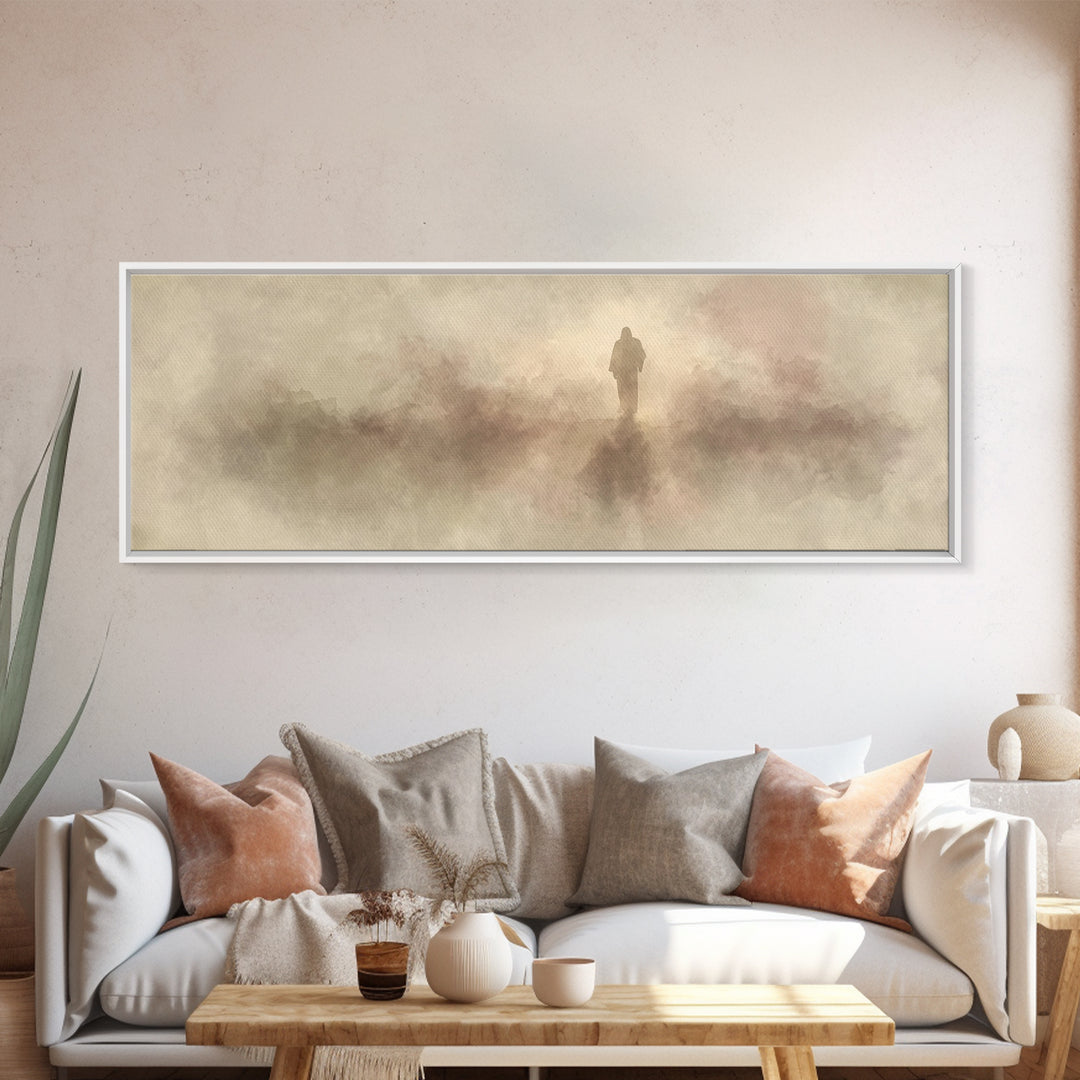 Valley Of Peace | Framed Canvas Print | Christian Art Canvas | Panoramic Wall Art | Christian Christmas Art | Jesus Painting | Christian De