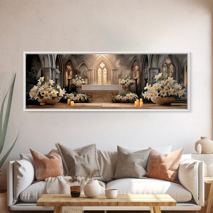 Holy Morning Light – Framed Canvas Print – Extra Wide Art – Christian Art – Christian Wall Art – Christian Christmas Art – Christian Art Ca