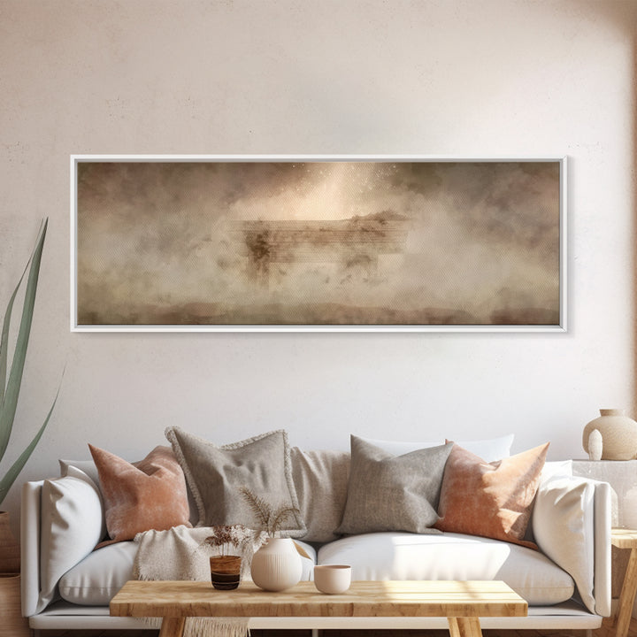 Holy Cradle Glow, Framed Canvas Print, Panoramic Wall Art, Christian Art Canvas, Christian Christmas Art, Christmas Wall Art, Christian Dec