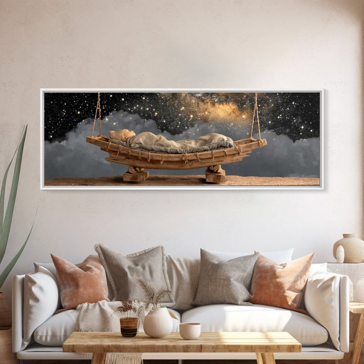 Starborn Rest | Framed Canvas Print | Panoramic Painting | Christian Art Canvas | Christmas Art | Modern Christian Art | Christian Wall Art