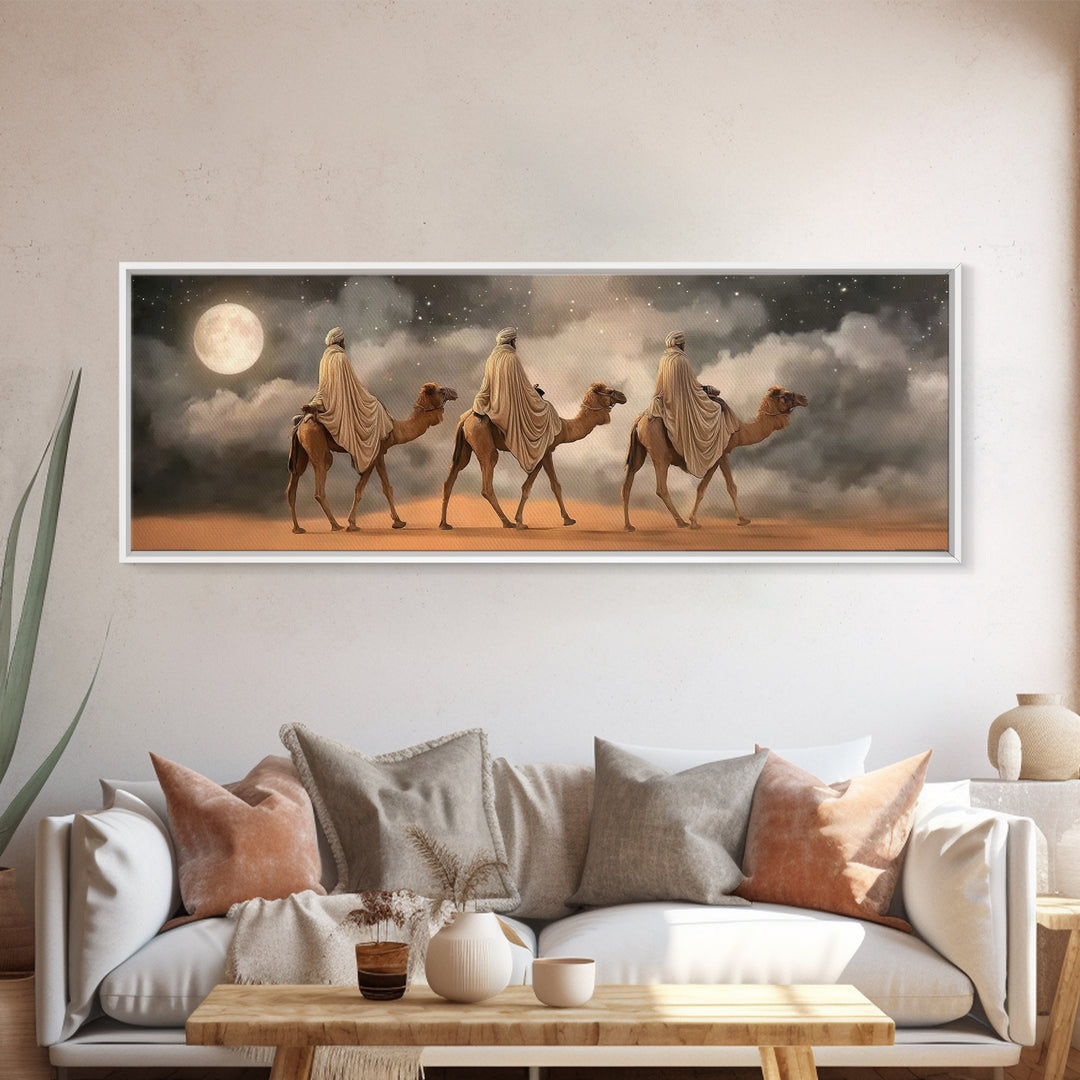 Night Of Promise – Framed Canvas Print – Panoramic Print – Christian Wall Art – Christmas Art – Christian Art Canvas – Christian Christmas