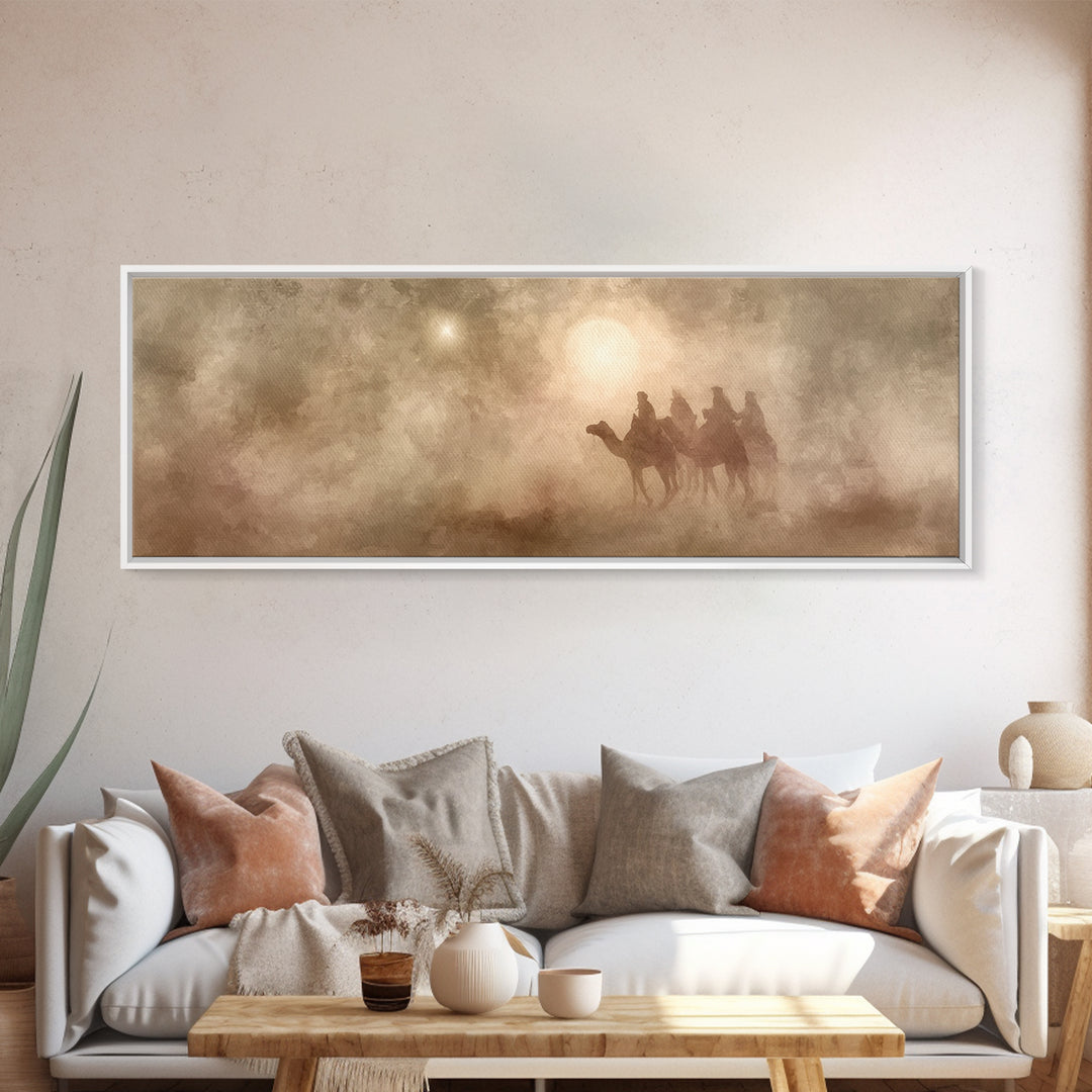 The Guiding Star – Framed Canvas Print – Panoramic Art – Christian Wall Art – Christmas Art – Christian Christmas Art – Christian Art Canva
