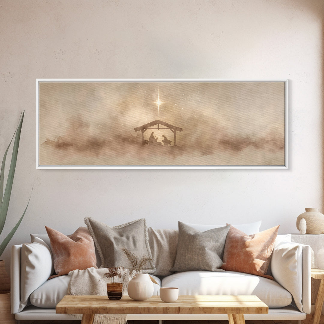 Star Of Mercy – Framed Canvas Print – Panoramic Print – Christmas Art – Christian Art Canvas – Christian Decorations – Christian Wall Art