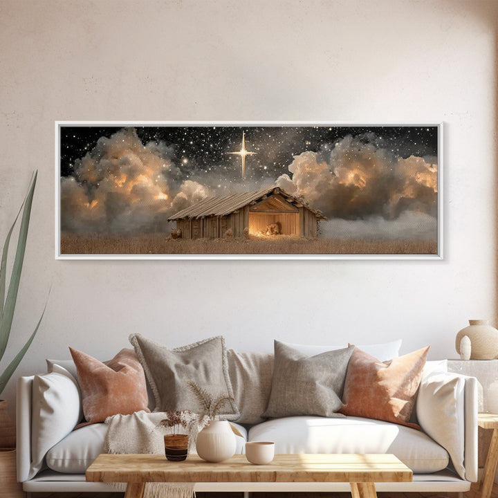 Humble Refuge | Framed Canvas Print | Panoramic Wall Art | Christian Christmas Art | Christmas Art Work | Christian Gift Ideas | Christian