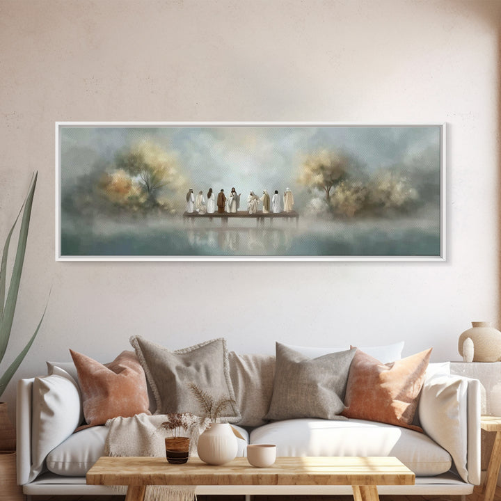 Dawn Of Promise, Framed Canvas Print, Christian Art Canvas, Jesus Painting, Christian Wall Art, Panoramic Wall Art, Modern Christian Art