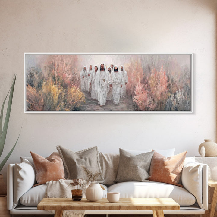 Walking In Glory | Framed Canvas Print | Christian Art Canvas | Christian Wall Art | Jesus Painting | Panoramic Art | Modern Christian Art