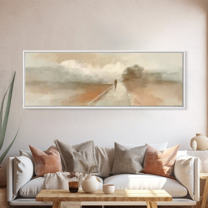 Silent Winter Path – Framed Canvas Print – Christian Wall Art – Christian Art Canvas – Jesus Painting – Panoramic Art – Christmas Art