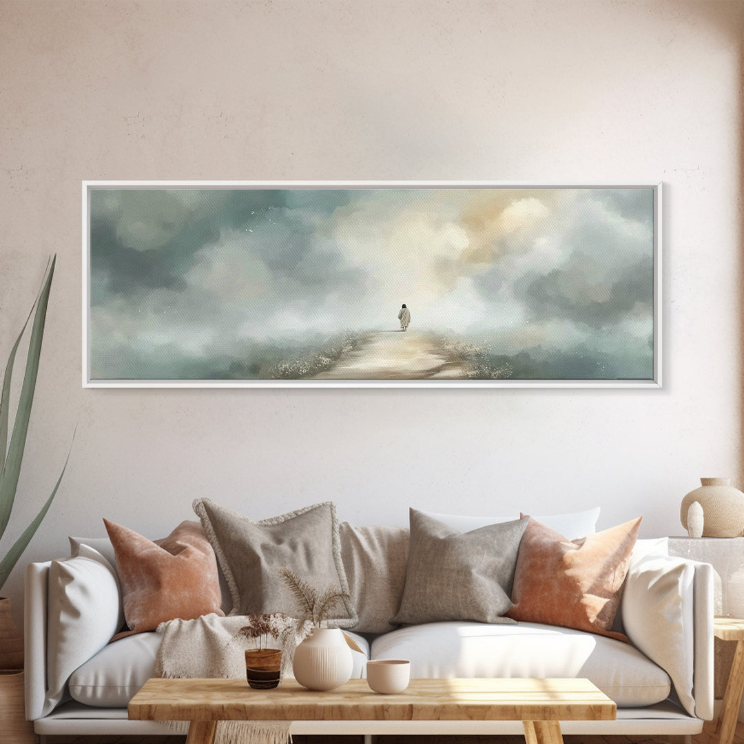 Pastoral Shepherd Calm | Framed Canvas Print | Christian Wall Art | Christian Art Canvas | Panoramic Art | Vintage Christian Art | Christma