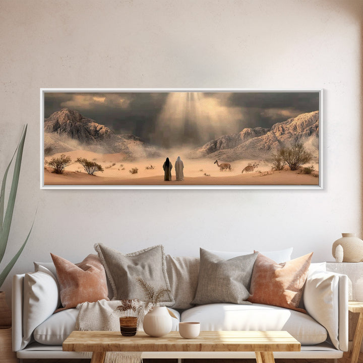 Journey Through Light – Framed Canvas Print – Panoramic Art – Christian Wall Art – Jesus Painting – Christian Art Canvas – Christian Art