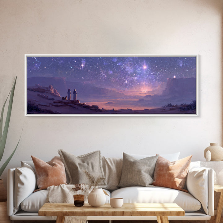 Sacred Cloud Path – Framed Canvas Print – Christian Wall Art – Christian Art Canvas – Panoramic Painting – Christian Christmas Art – Jesus