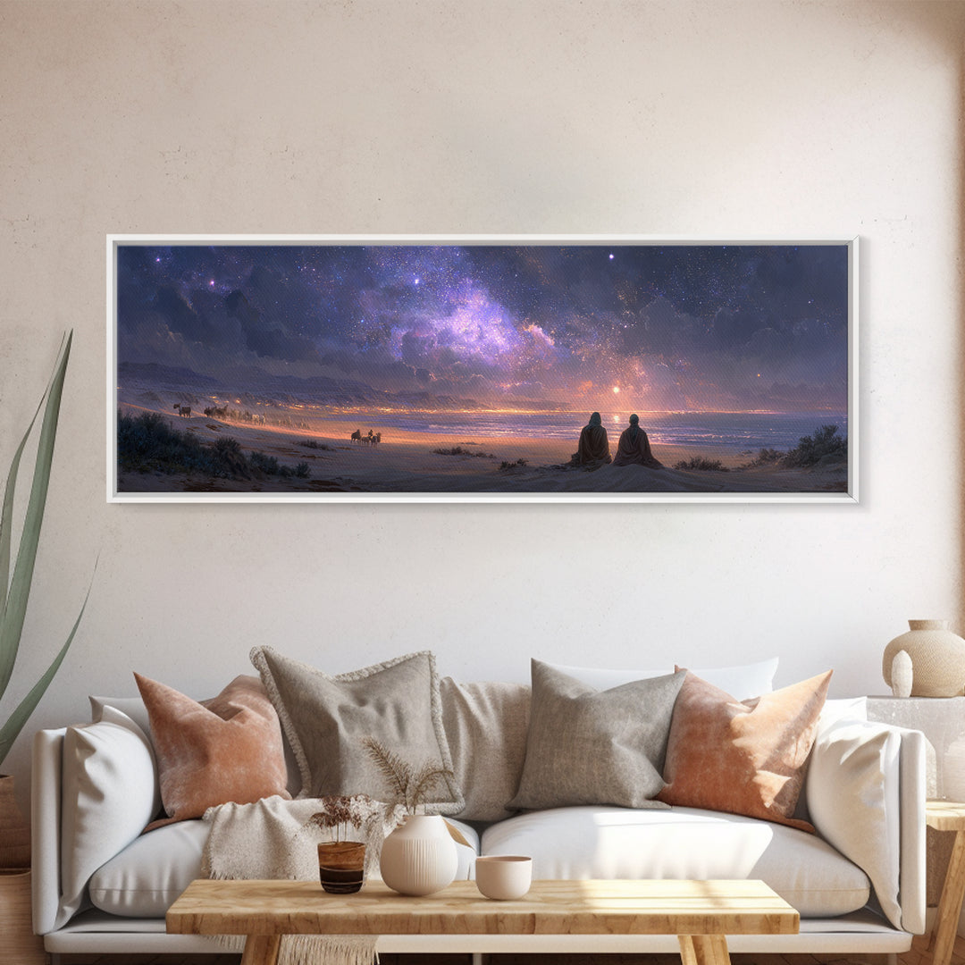 Twilight Wonder Sky, Framed Canvas Print, Panoramic Art, Christian Wall Art, Christian Art Canvas, Jesus Christmas Art, Modern Christian Ar
