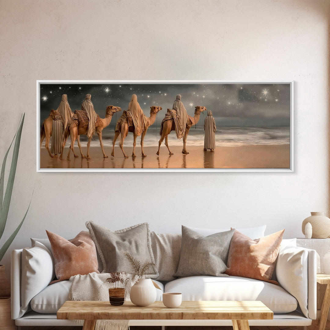 Guiding Star Journey | Framed Canvas Print | Christian Wall Art | Panoramic Print | Christian Art Canvas | Christmas Art | Christian Painti