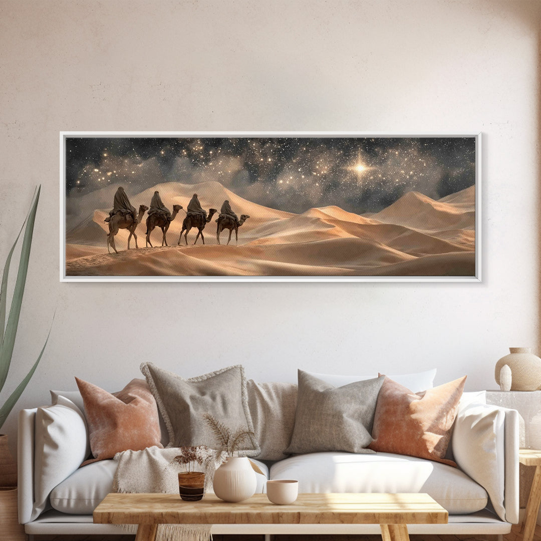 Silent Bethlehem Plains – Framed Canvas Print – Christian Wall Art – Panoramic Frame – Christian Art Canvas – Vintage Christian Art – Chris