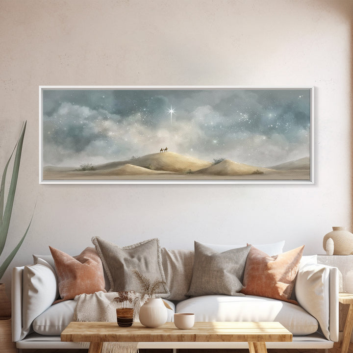 Wandering Star Path | Framed Canvas Print | Christian Wall Art | Panoramic Art | Christian Christmas Art | Christian Art Canvas | Jesus Pai