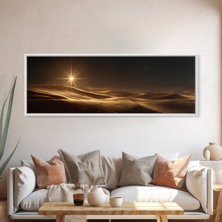 Desert Star Glory, Framed Canvas Print, Panoramic Art, Christian Wall Art, Jesus Painting, Christian Christmas Art, Christian Art Canvas