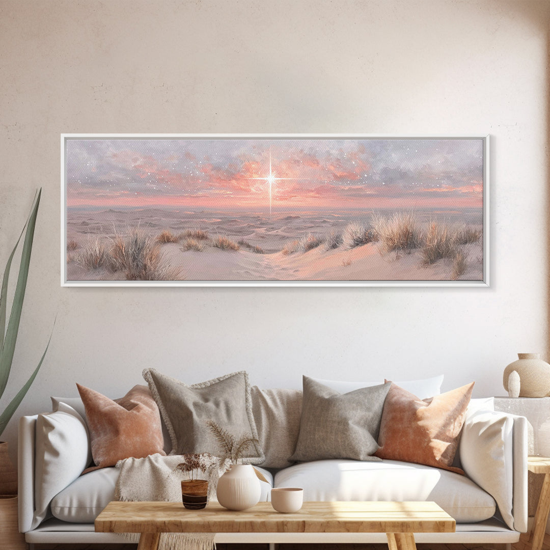 Dawn of Promise – Framed Canvas Print – Panoramic Painting – Christian Art – Christmas Wall Art – Jesus Canvas Art – Christian Gift Ideas