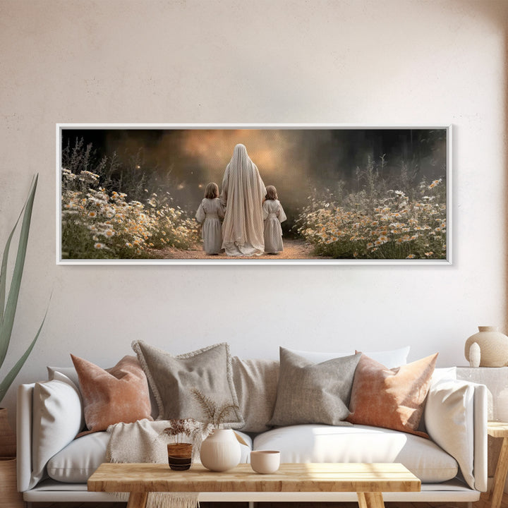 Garden of Peace | Framed Canvas Print | Panoramic Wall Art | Christian Art Canvas | Jesus Painting | Christian Decor | Christmas Art